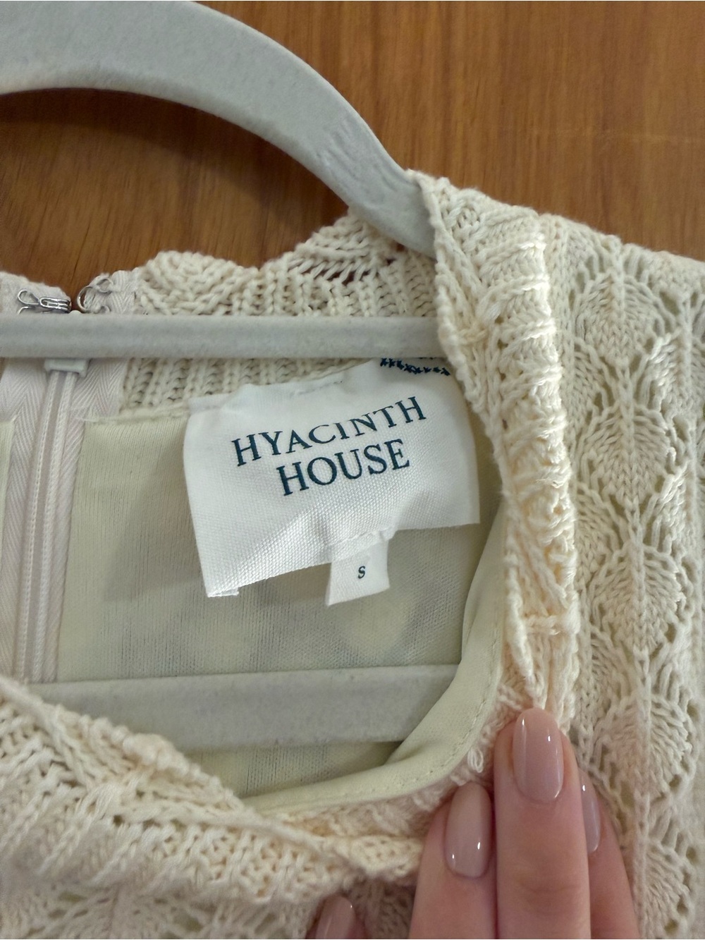 NWOT Hyacinth House Cream Pointelle Knit Colby Midi Dress - Picture 7 of 10